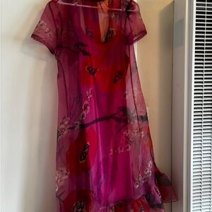 floral pink sheer dress